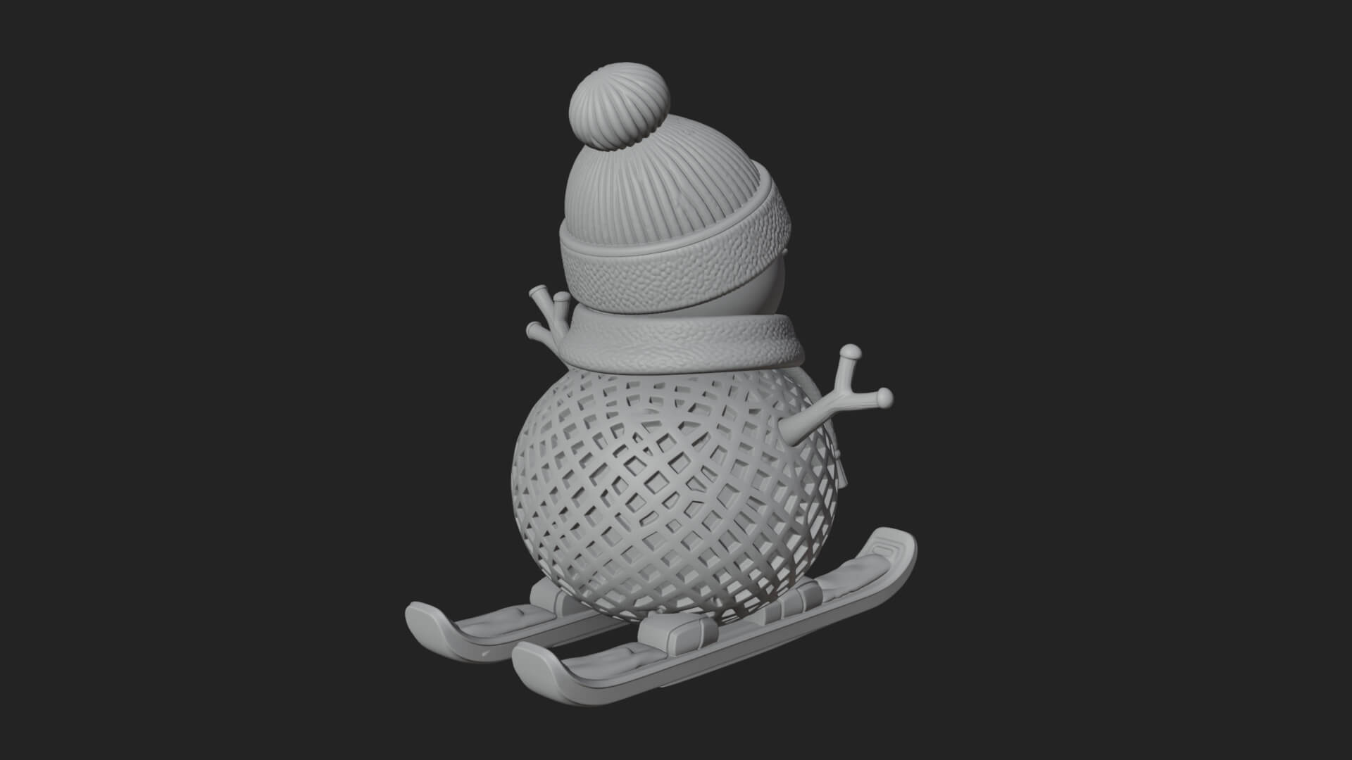 Skiing Snowman Statue Design 2 3D Print Model 3D Model