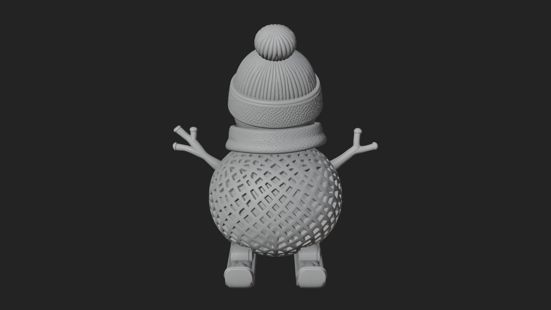 Skiing Snowman Statue Design 2 3D Print Model 3D Model