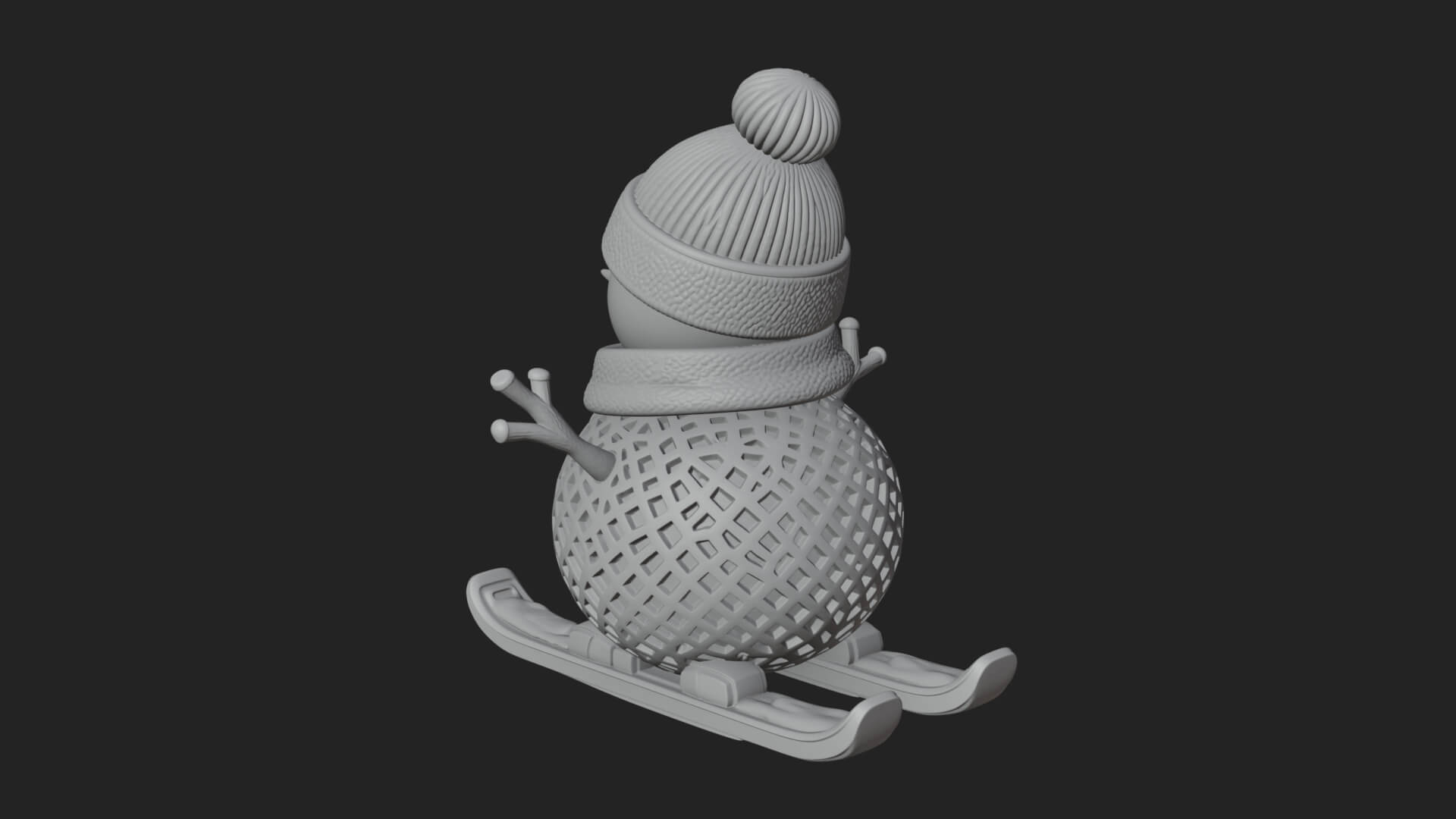 Skiing Snowman Statue Design 2 3D Print Model 3D Model