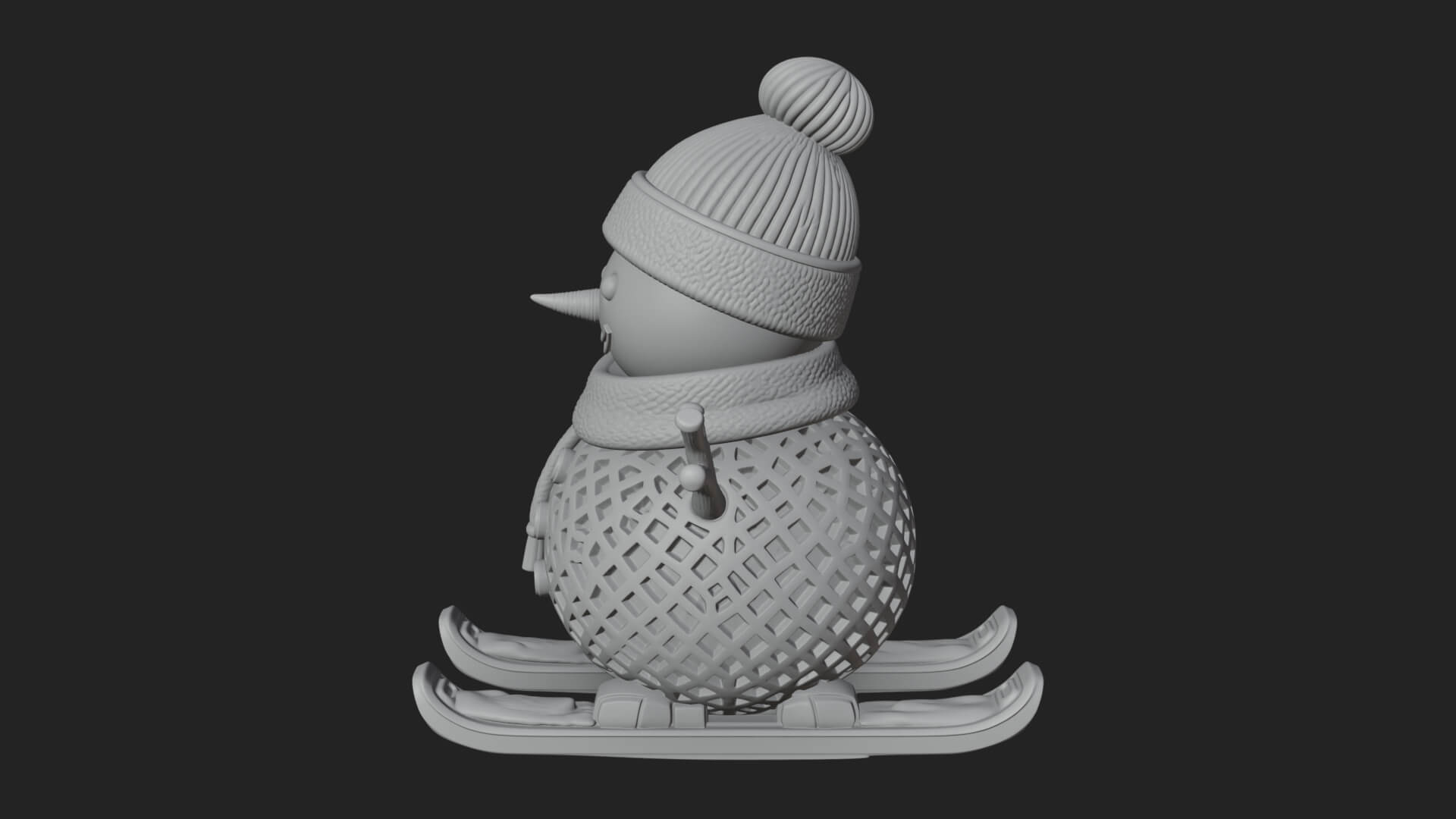 Skiing Snowman Statue Design 2 3D Print Model 3D Model