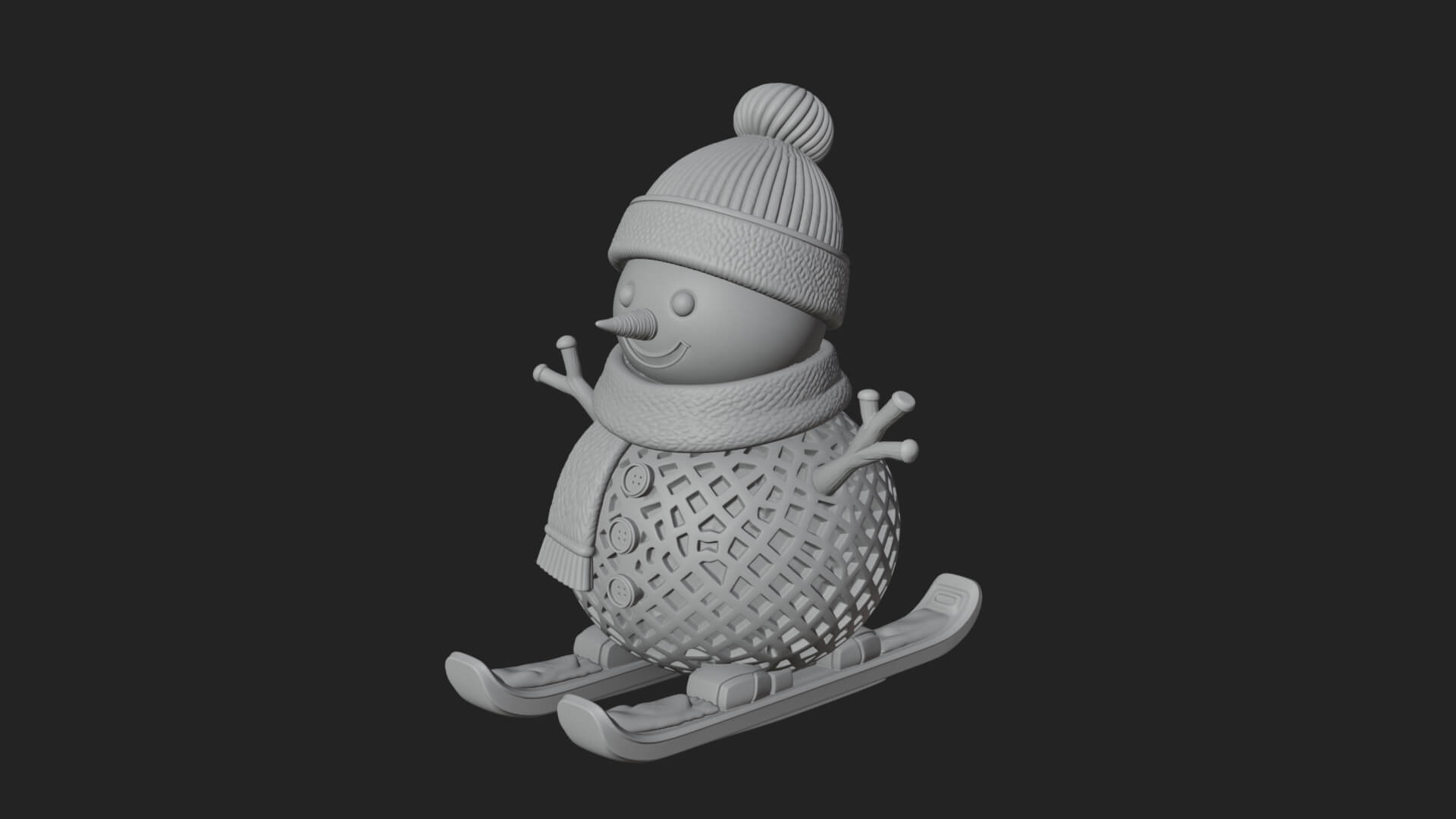 Skiing Snowman Statue Design 2 3D Print Model 3D Model