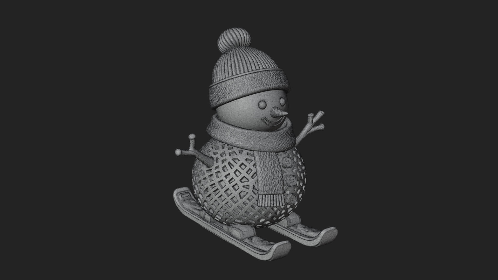 Skiing Snowman Statue Design 2 3D Print Model 3D Model