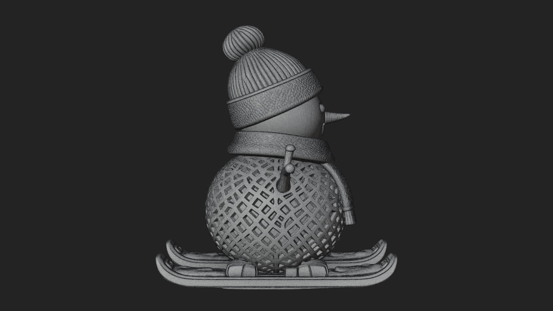 Skiing Snowman Statue Design 2 3D Print Model 3D Model