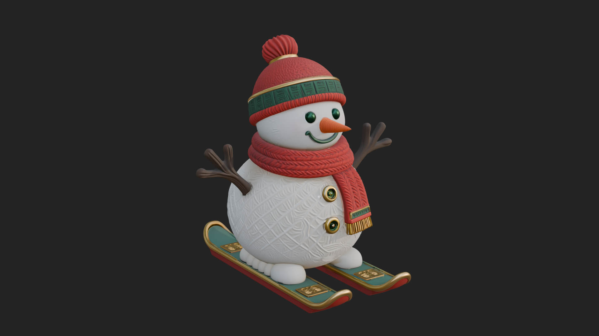 Skiing Snowman Statue Design 3 3D Print Model 3D Model