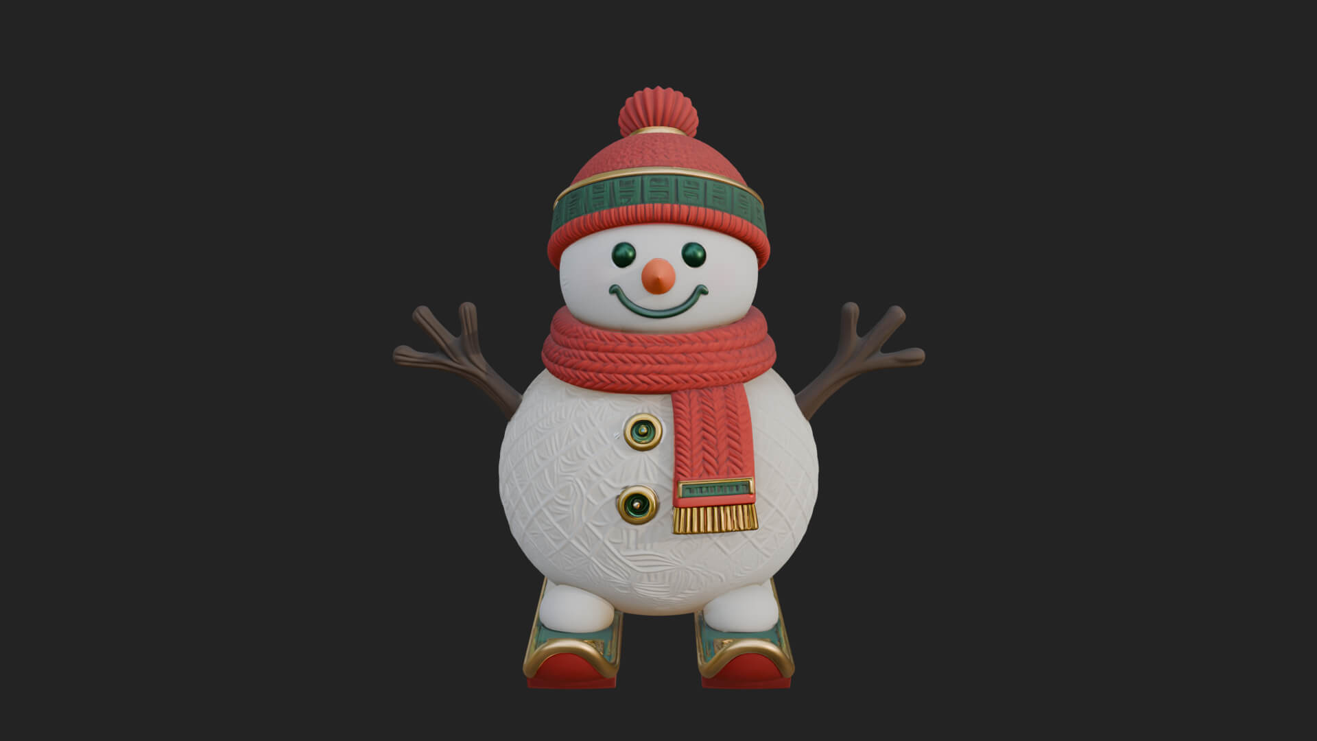 Skiing Snowman Statue Design 3 3D Print Model 3D Model