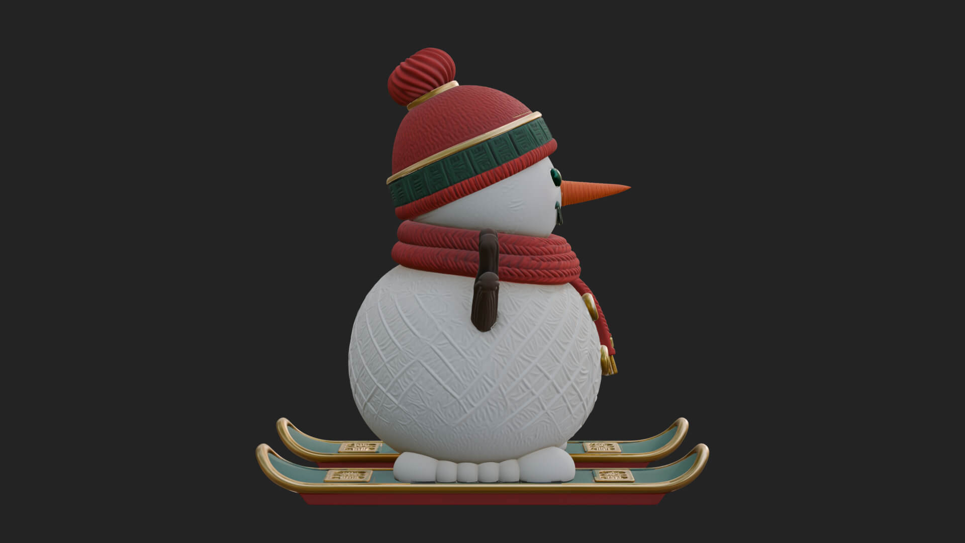 Skiing Snowman Statue Design 3 3D Print Model 3D Model