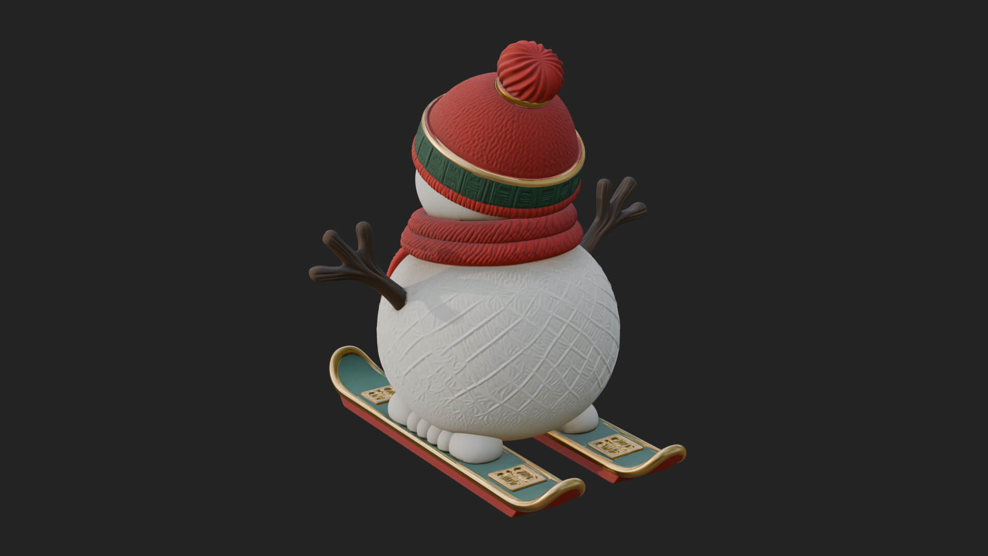 Skiing Snowman Statue Design 3 3D Print Model 3D Model