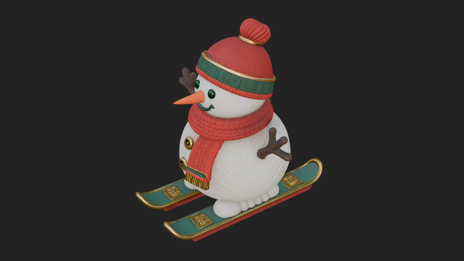 Skiing Snowman Statue Design 3 3D Print Model 3D Model