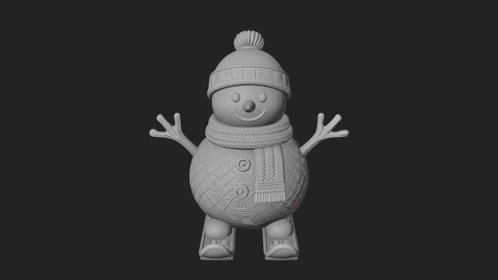 Skiing Snowman Statue Design 3 3D Print Model 3D Model