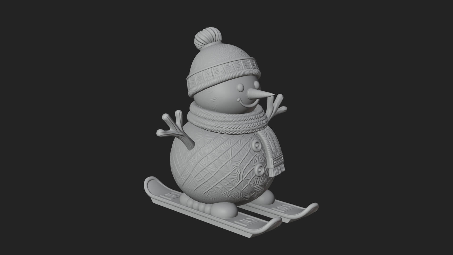 Skiing Snowman Statue Design 3 3D Print Model 3D Model