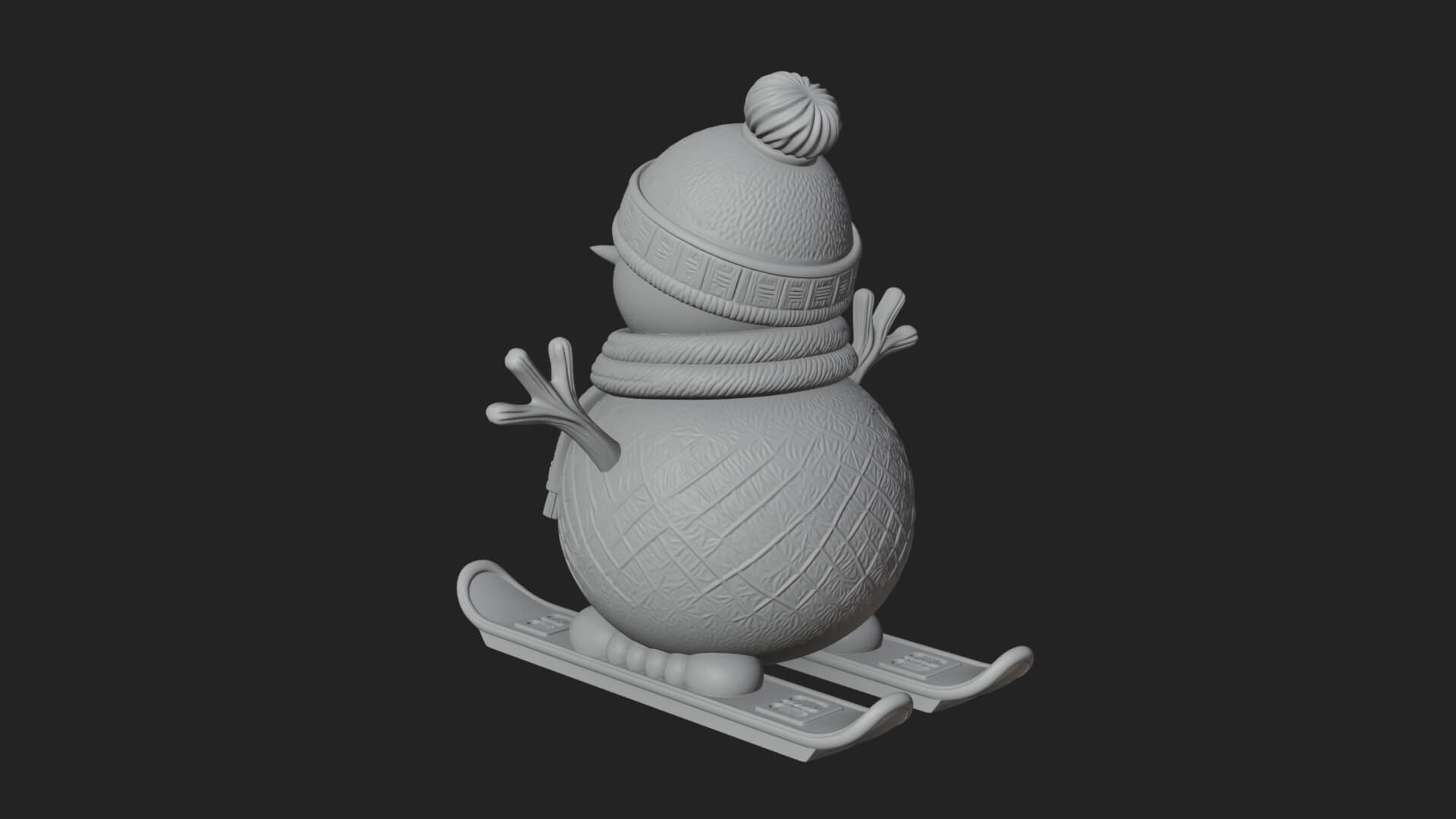 Skiing Snowman Statue Design 3 3D Print Model 3D Model