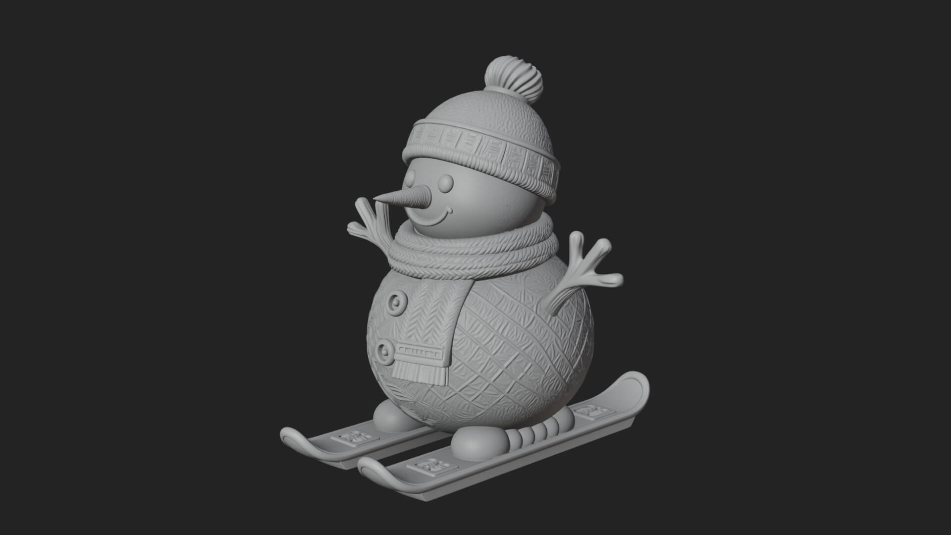 Skiing Snowman Statue Design 3 3D Print Model 3D Model