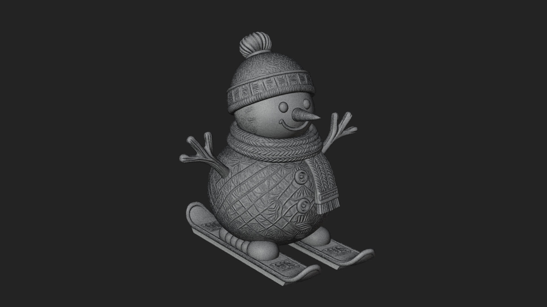 Skiing Snowman Statue Design 3 3D Print Model 3D Model