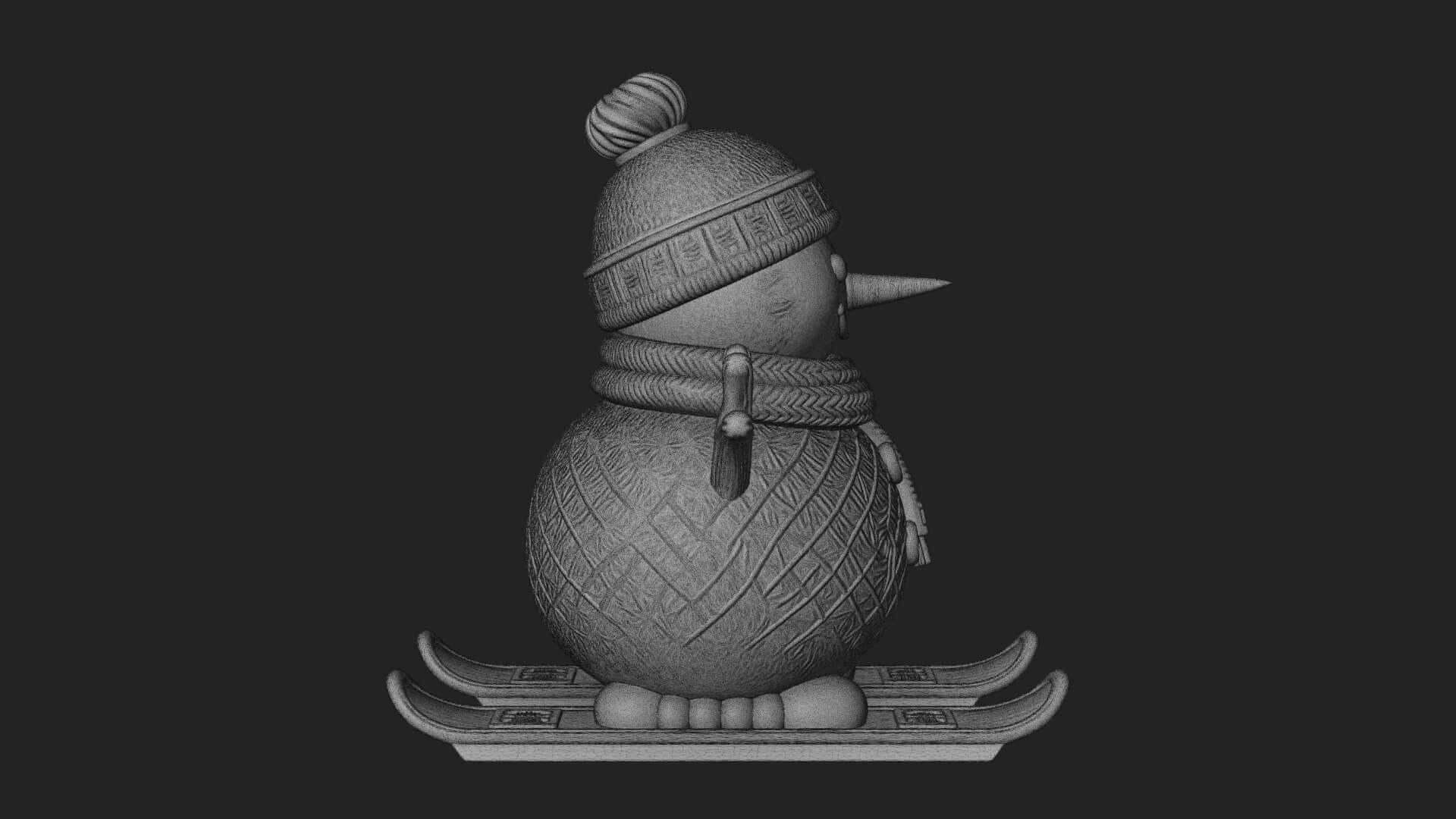 Skiing Snowman Statue Design 3 3D Print Model 3D Model