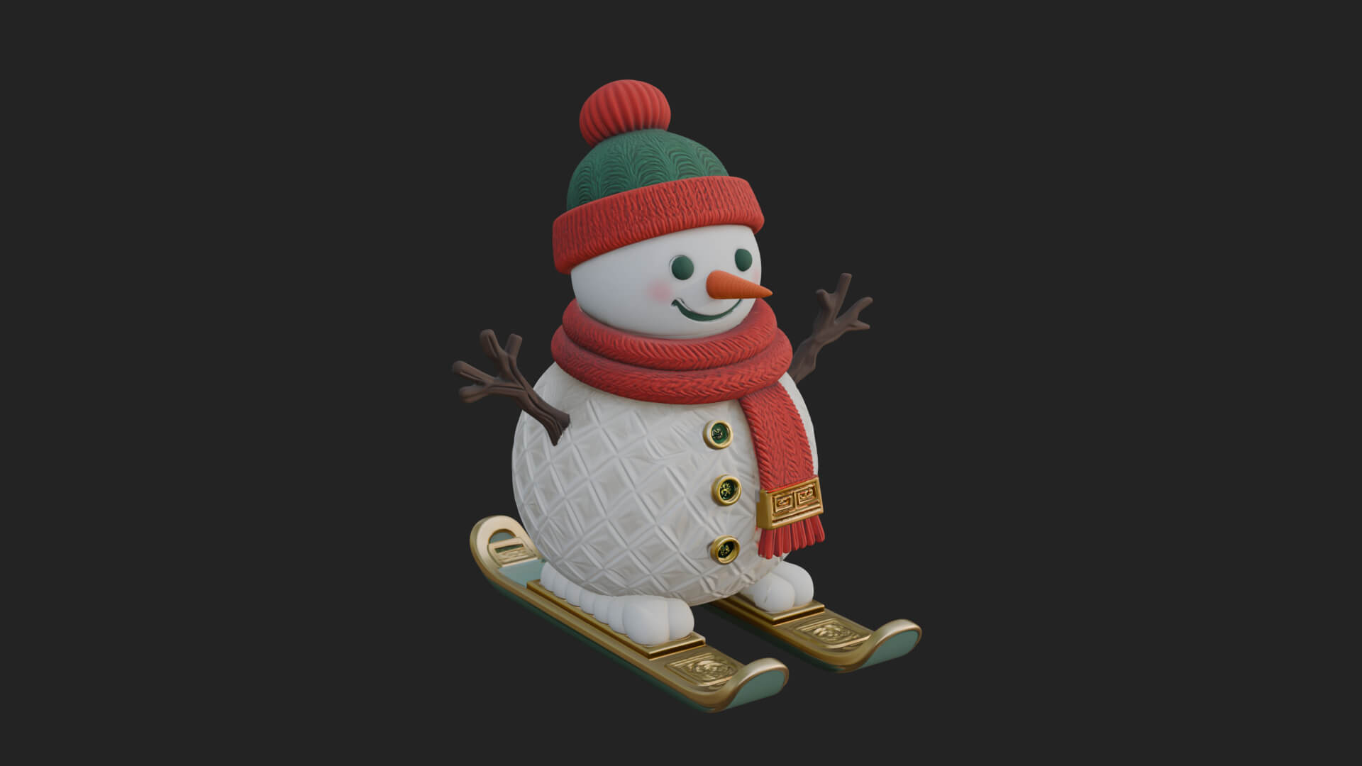 Skiing Snowman Statue Design 4 3D Print Model 3D Model