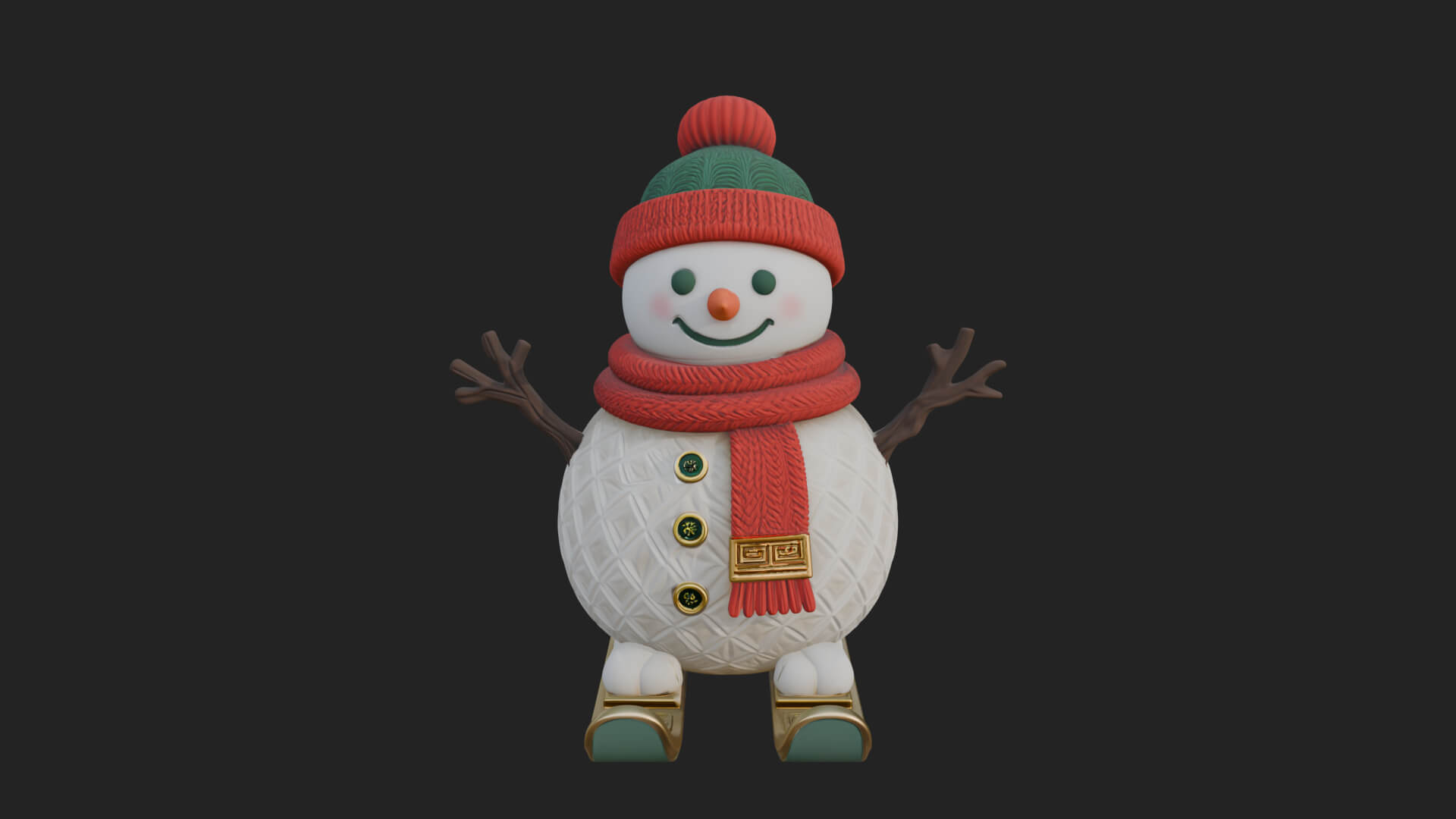 Skiing Snowman Statue Design 4 3D Print Model 3D Model