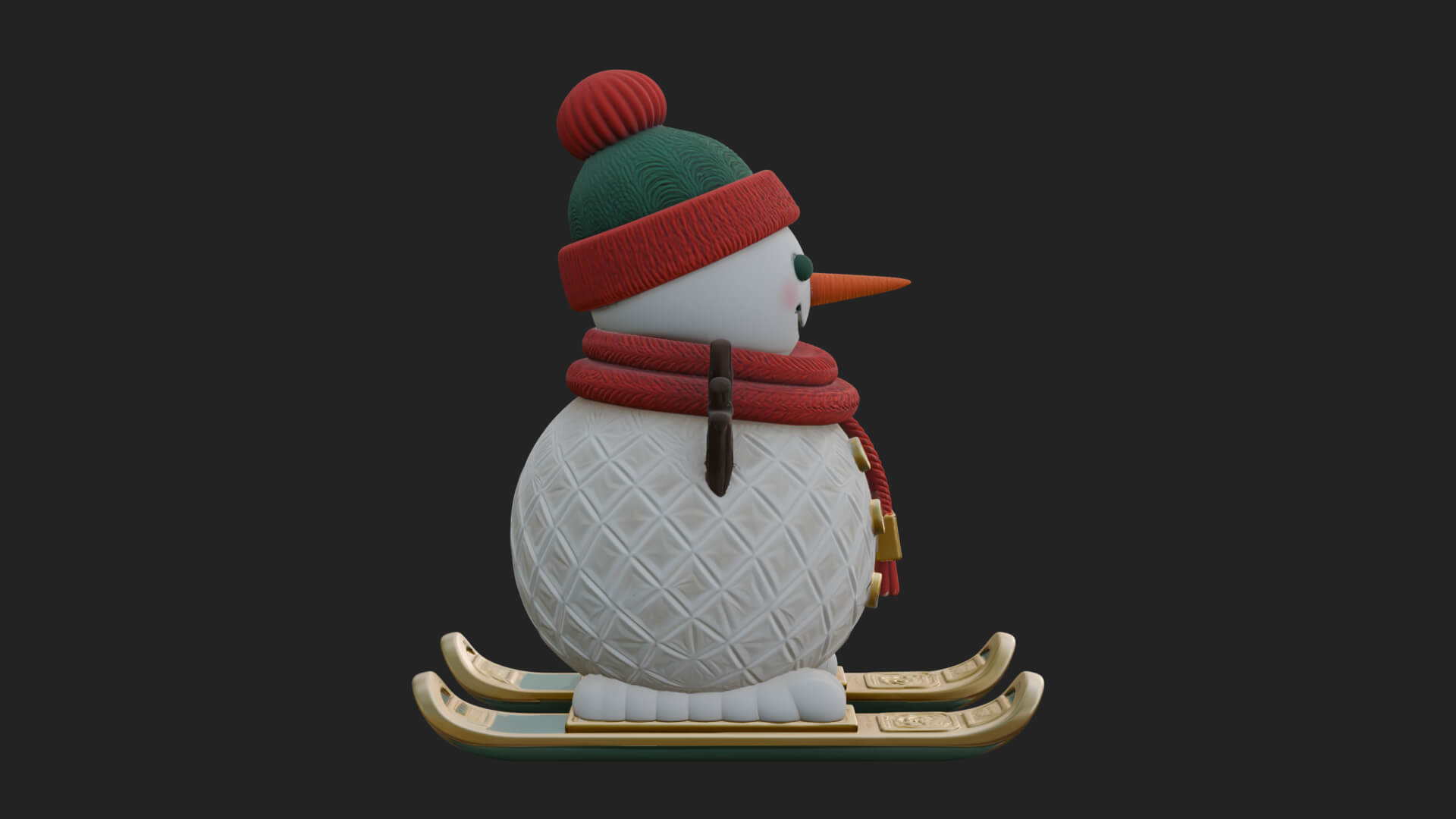 Skiing Snowman Statue Design 4 3D Print Model 3D Model