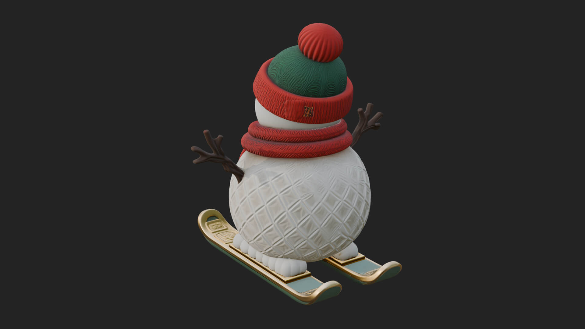 Skiing Snowman Statue Design 4 3D Print Model 3D Model