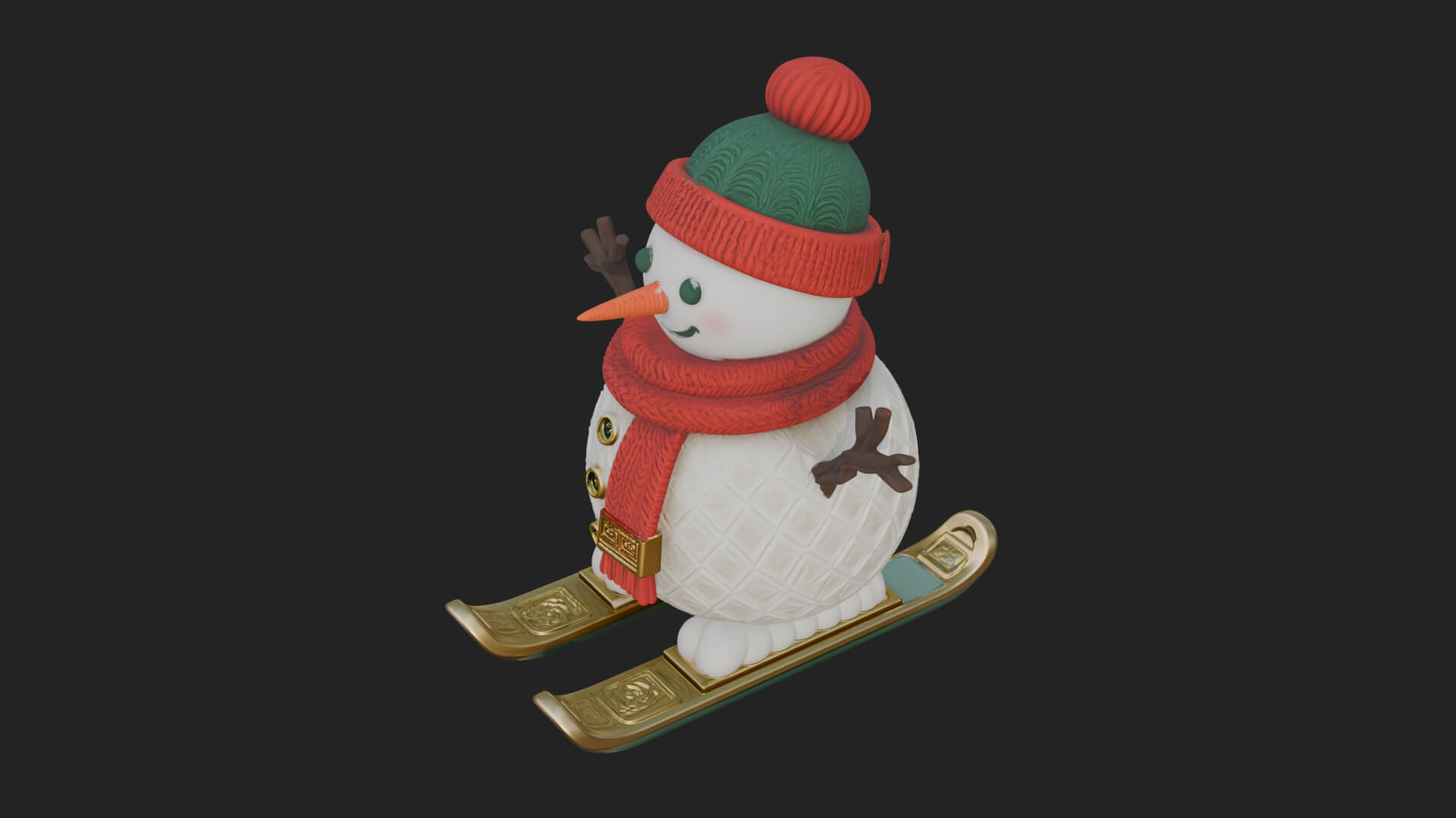 Skiing Snowman Statue Design 4 3D Print Model 3D Model