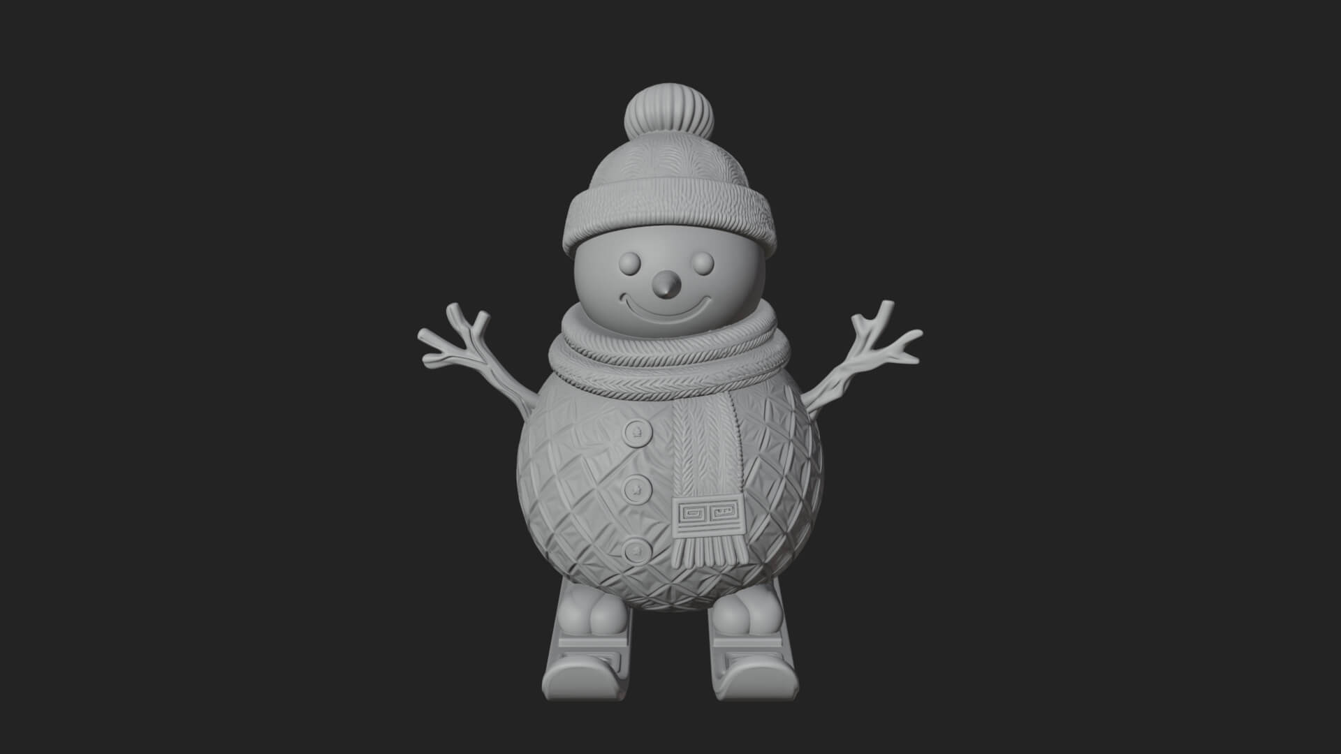 Skiing Snowman Statue Design 4 3D Print Model 3D Model