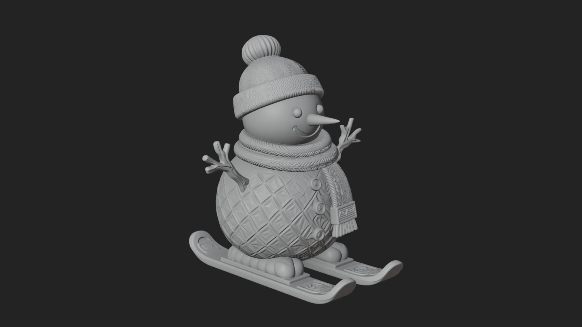 Skiing Snowman Statue Design 4 3D Print Model 3D Model