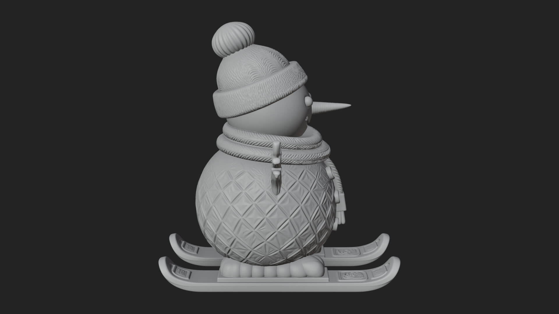Skiing Snowman Statue Design 4 3D Print Model 3D Model