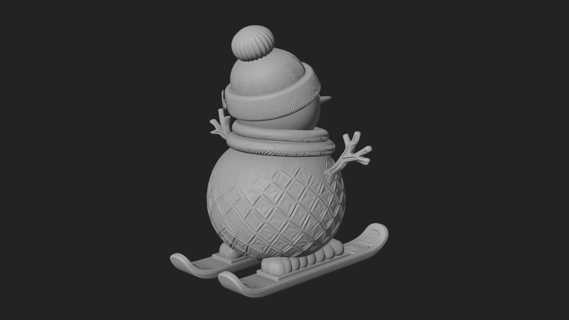 Skiing Snowman Statue Design 4 3D Print Model 3D Model