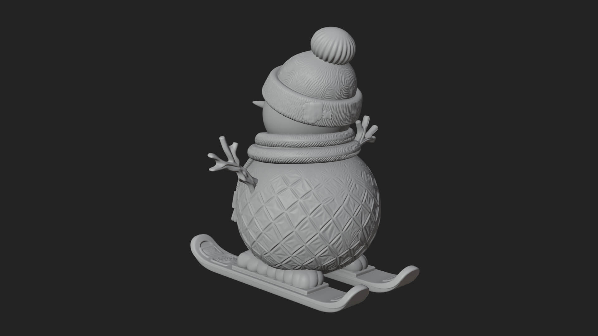 Skiing Snowman Statue Design 4 3D Print Model 3D Model