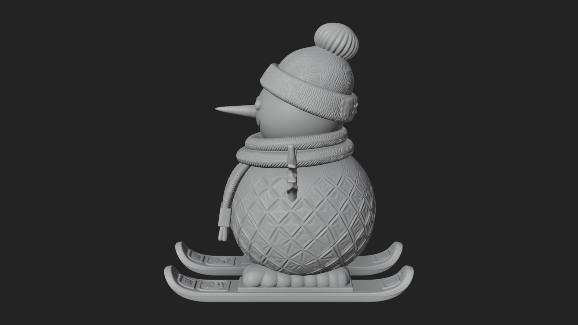 Skiing Snowman Statue Design 4 3D Print Model 3D Model
