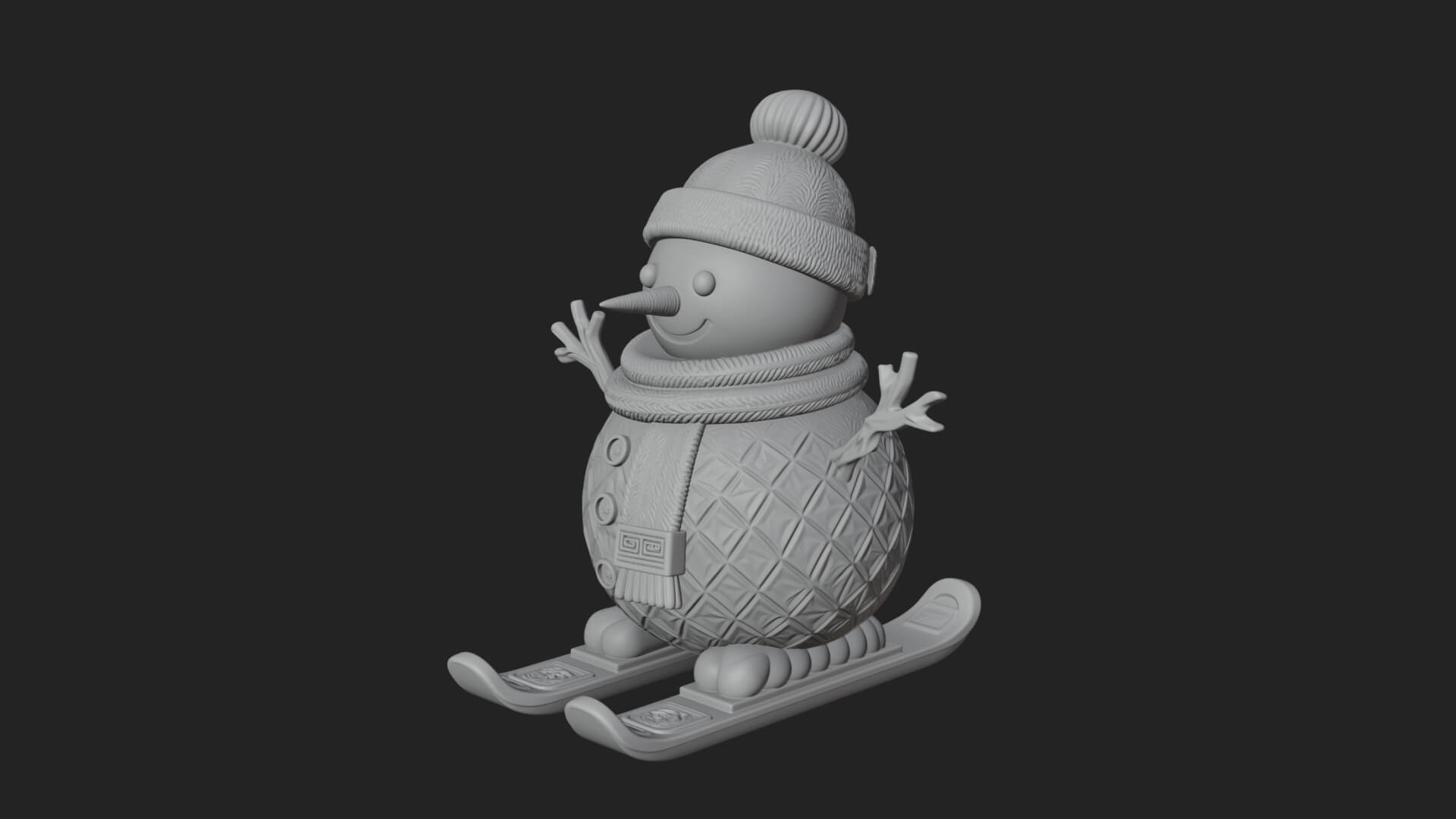 Skiing Snowman Statue Design 4 3D Print Model 3D Model