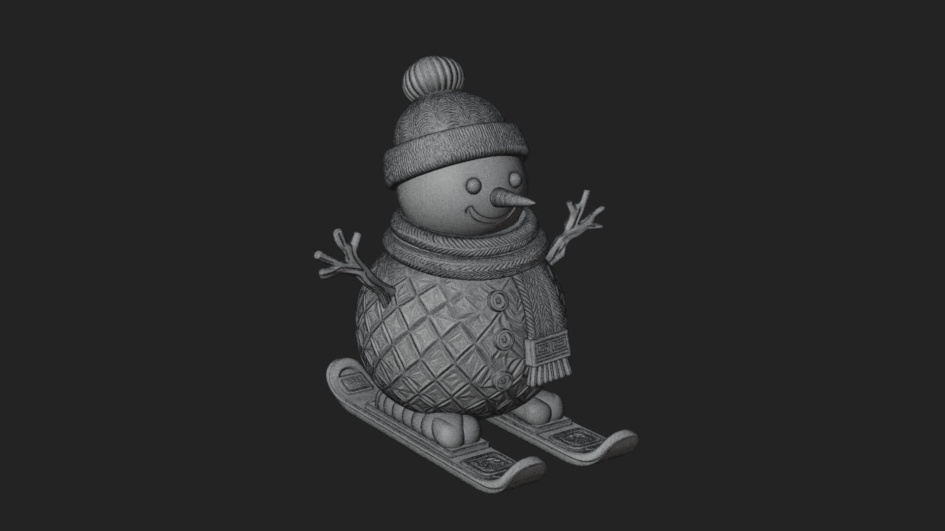 Skiing Snowman Statue Design 4 3D Print Model 3D Model