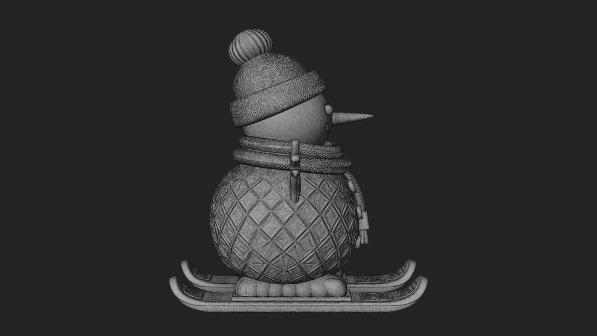 Skiing Snowman Statue Design 4 3D Print Model 3D Model