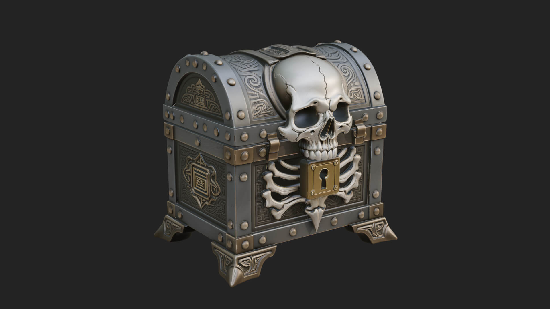 Skull Bone Treasure Chest Model Design 1 3D Print Model 3D Model