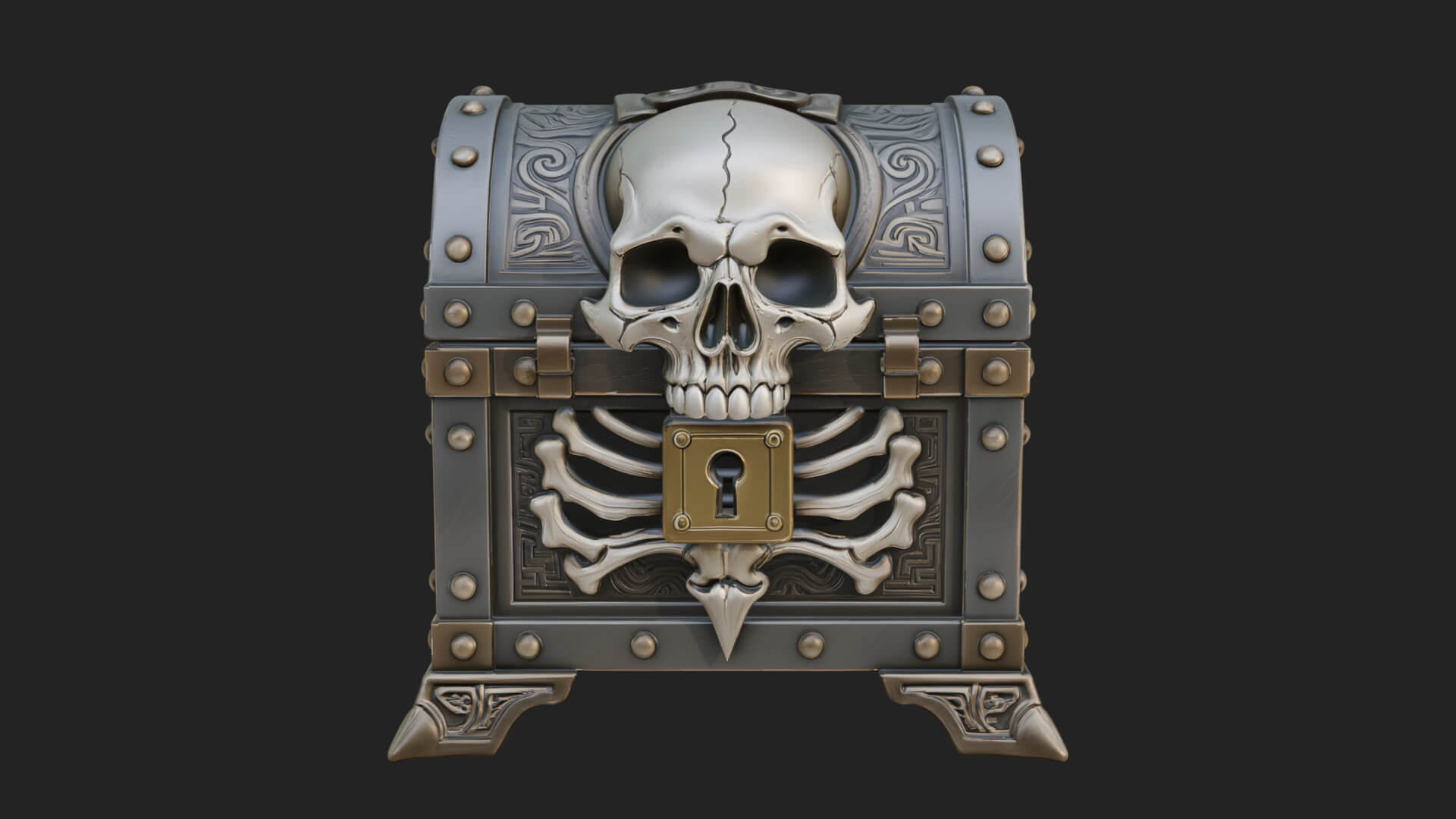 Skull Bone Treasure Chest Model Design 1 3D Print Model 3D Model