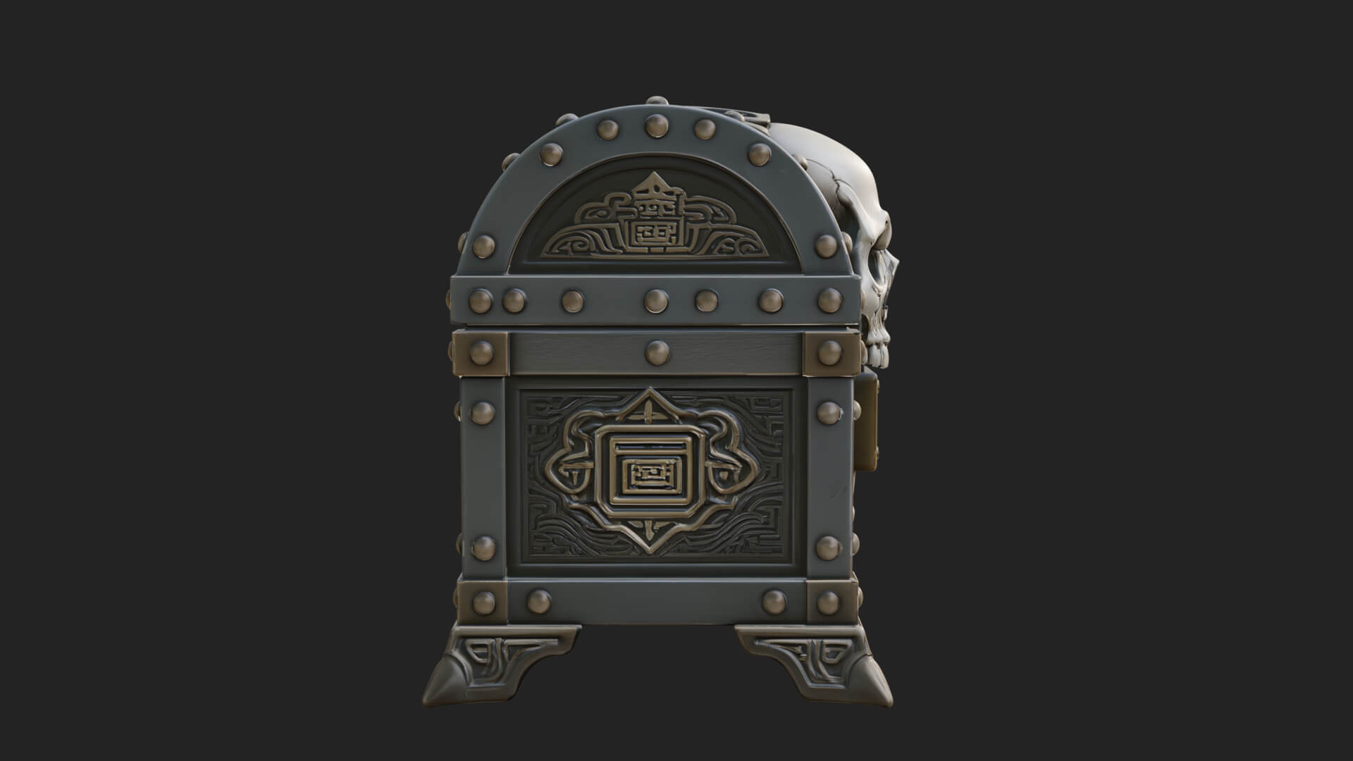 Skull Bone Treasure Chest Model Design 1 3D Print Model 3D Model
