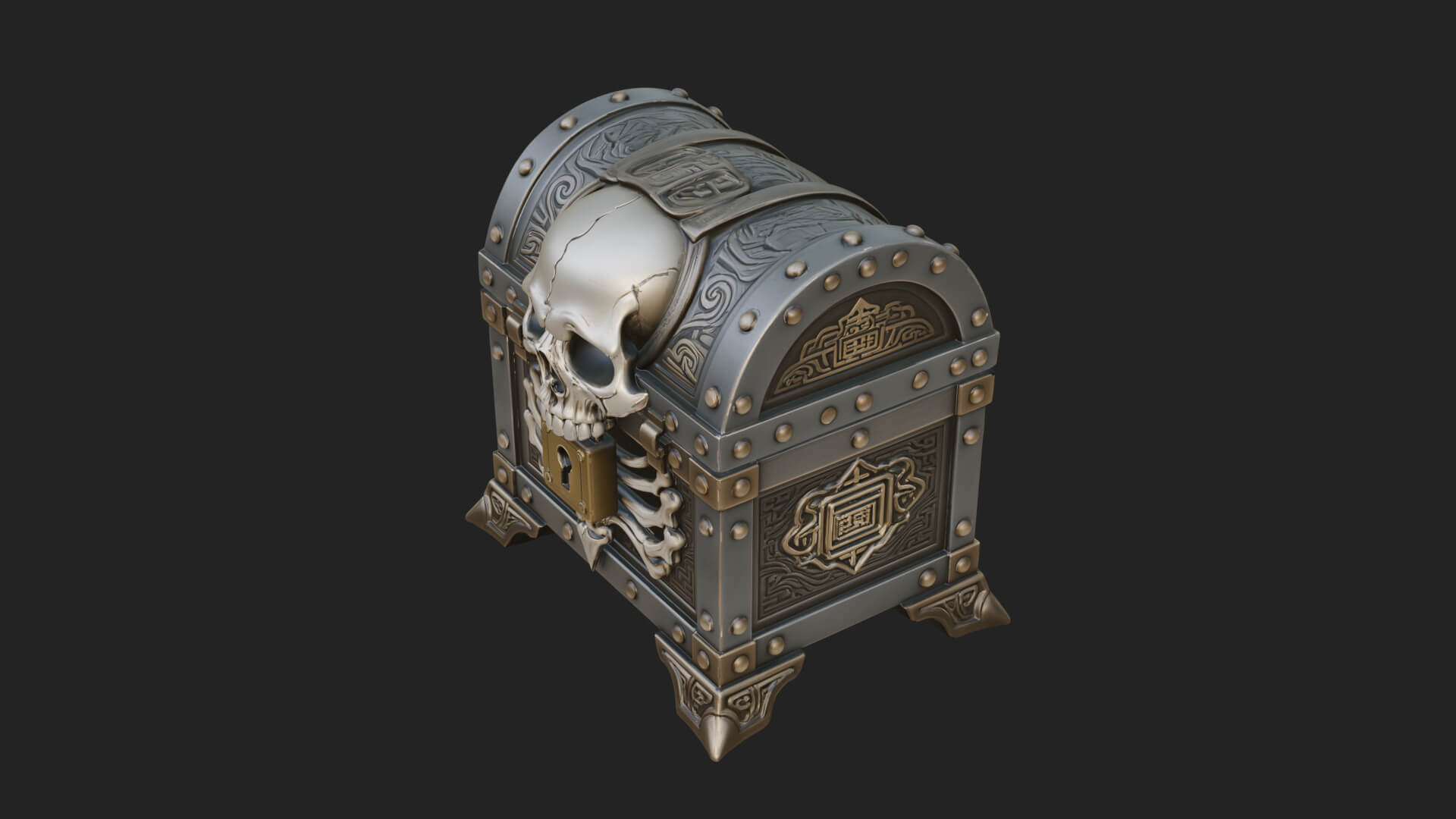 Skull Bone Treasure Chest Model Design 1 3D Print Model 3D Model