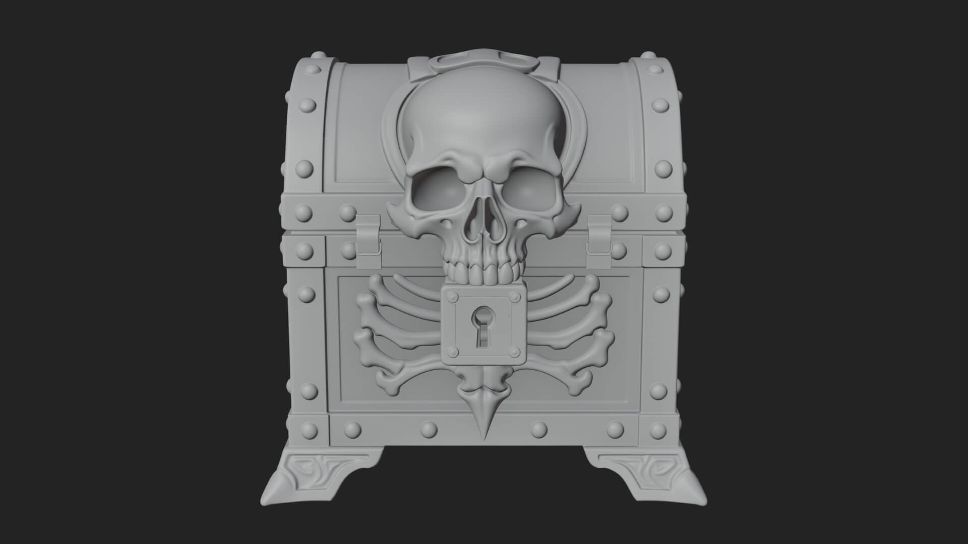 Skull Bone Treasure Chest Model Design 1 3D Print Model 3D Model