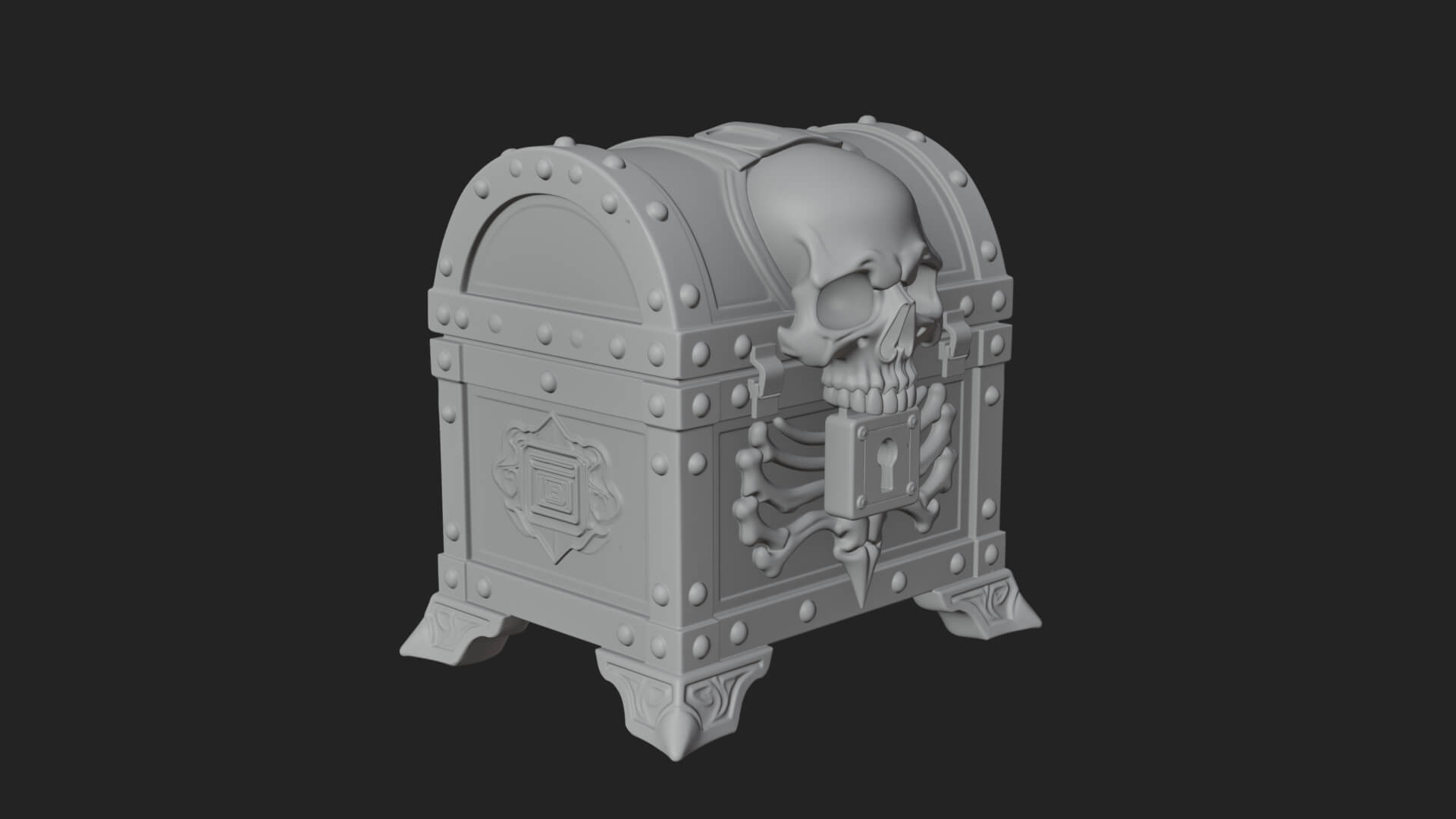 Skull Bone Treasure Chest Model Design 1 3D Print Model 3D Model