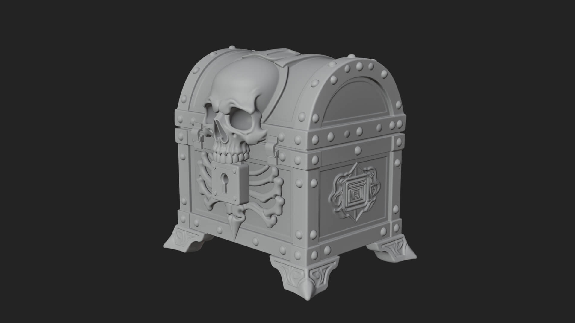 Skull Bone Treasure Chest Model Design 1 3D Print Model 3D Model
