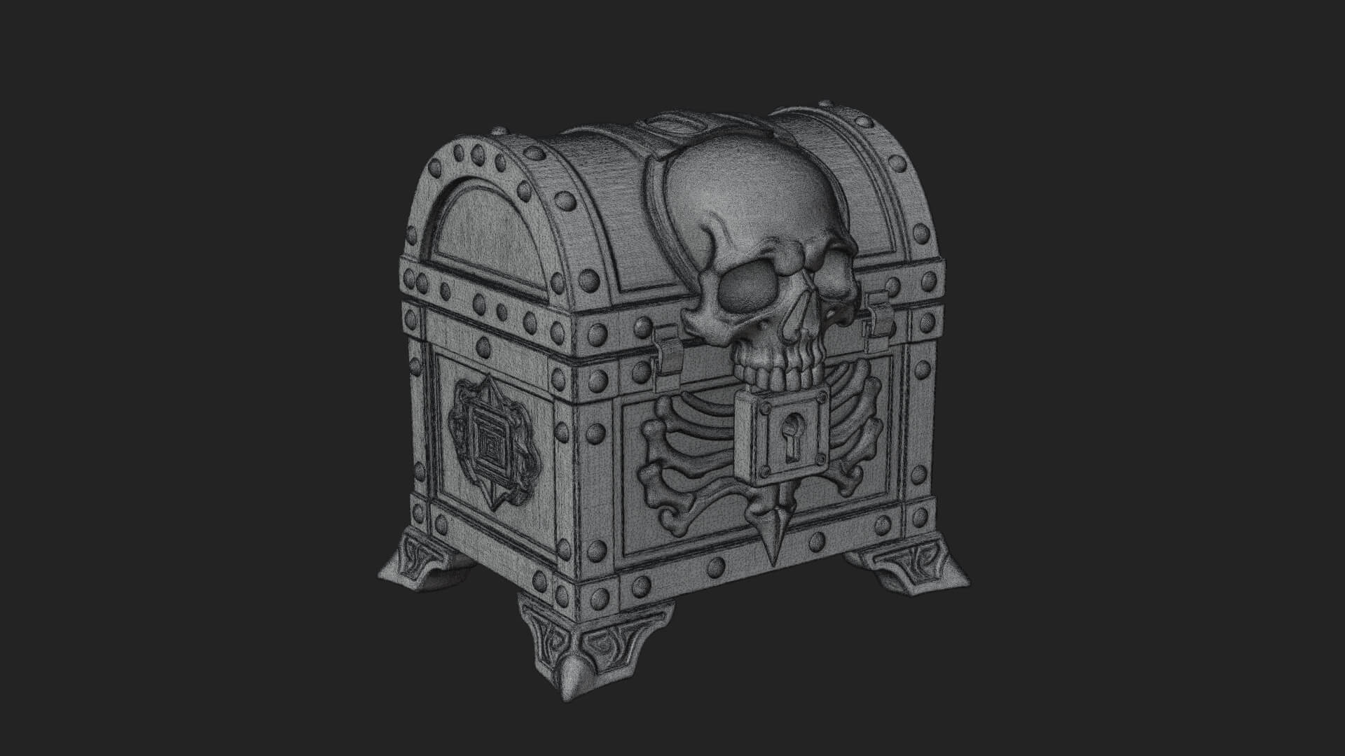 Skull Bone Treasure Chest Model Design 1 3D Print Model 3D Model
