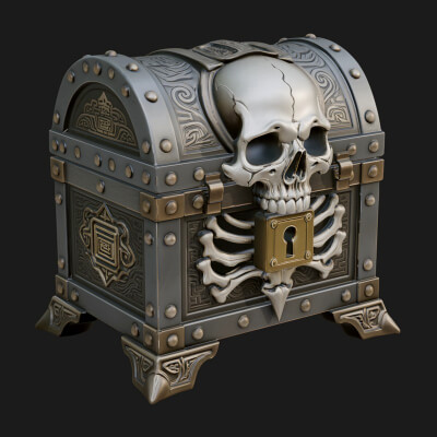 Skull Bone Treasure Chest Model Design 1 3D Print Model