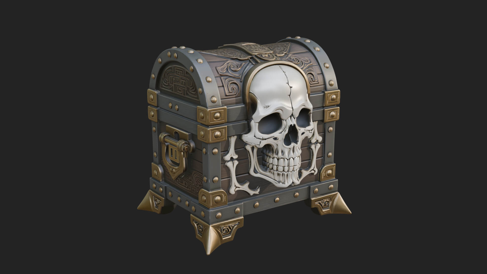 Skull Bone Treasure Chest Model Design 2 3D Print Model 3D Model