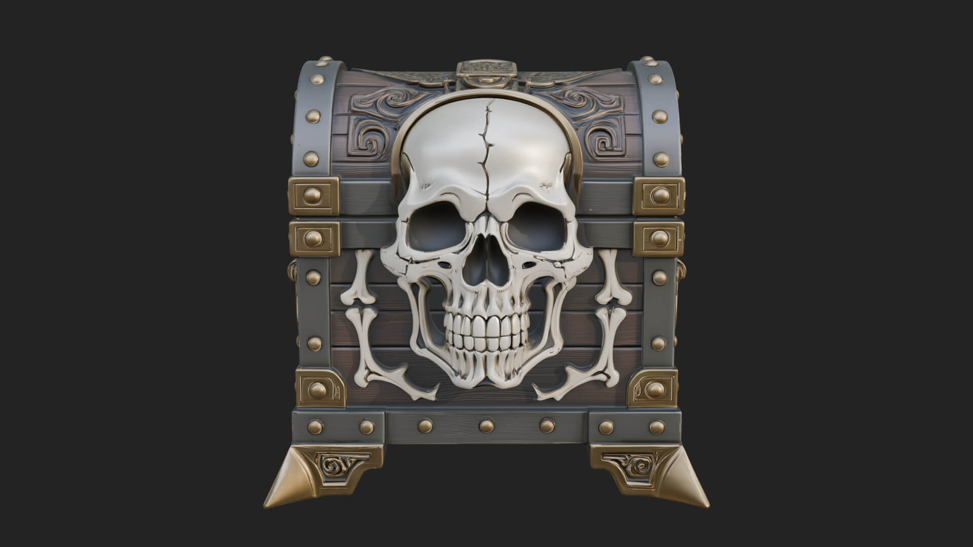 Skull Bone Treasure Chest Model Design 2 3D Print Model 3D Model