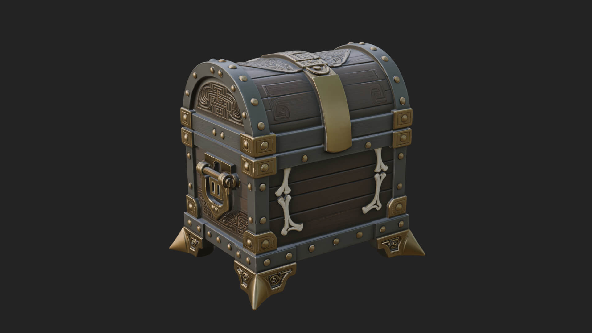 Skull Bone Treasure Chest Model Design 2 3D Print Model 3D Model