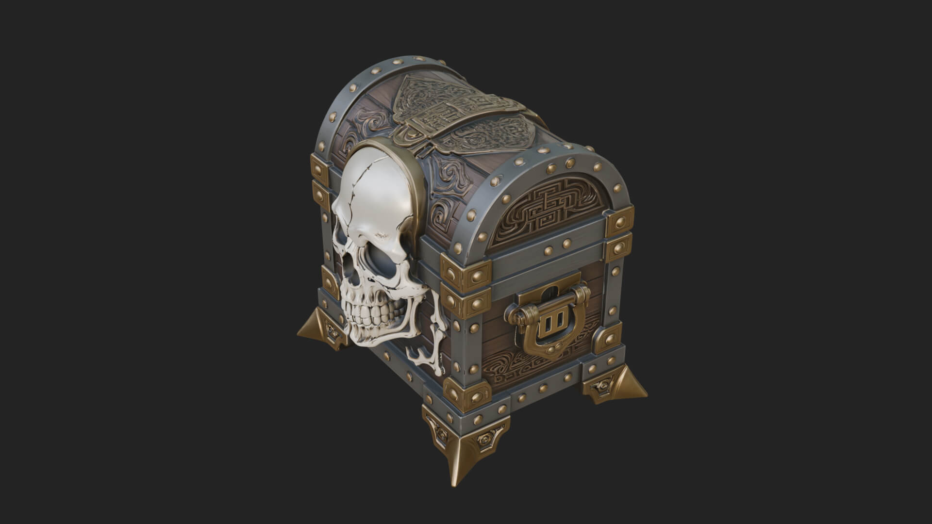 Skull Bone Treasure Chest Model Design 2 3D Print Model 3D Model