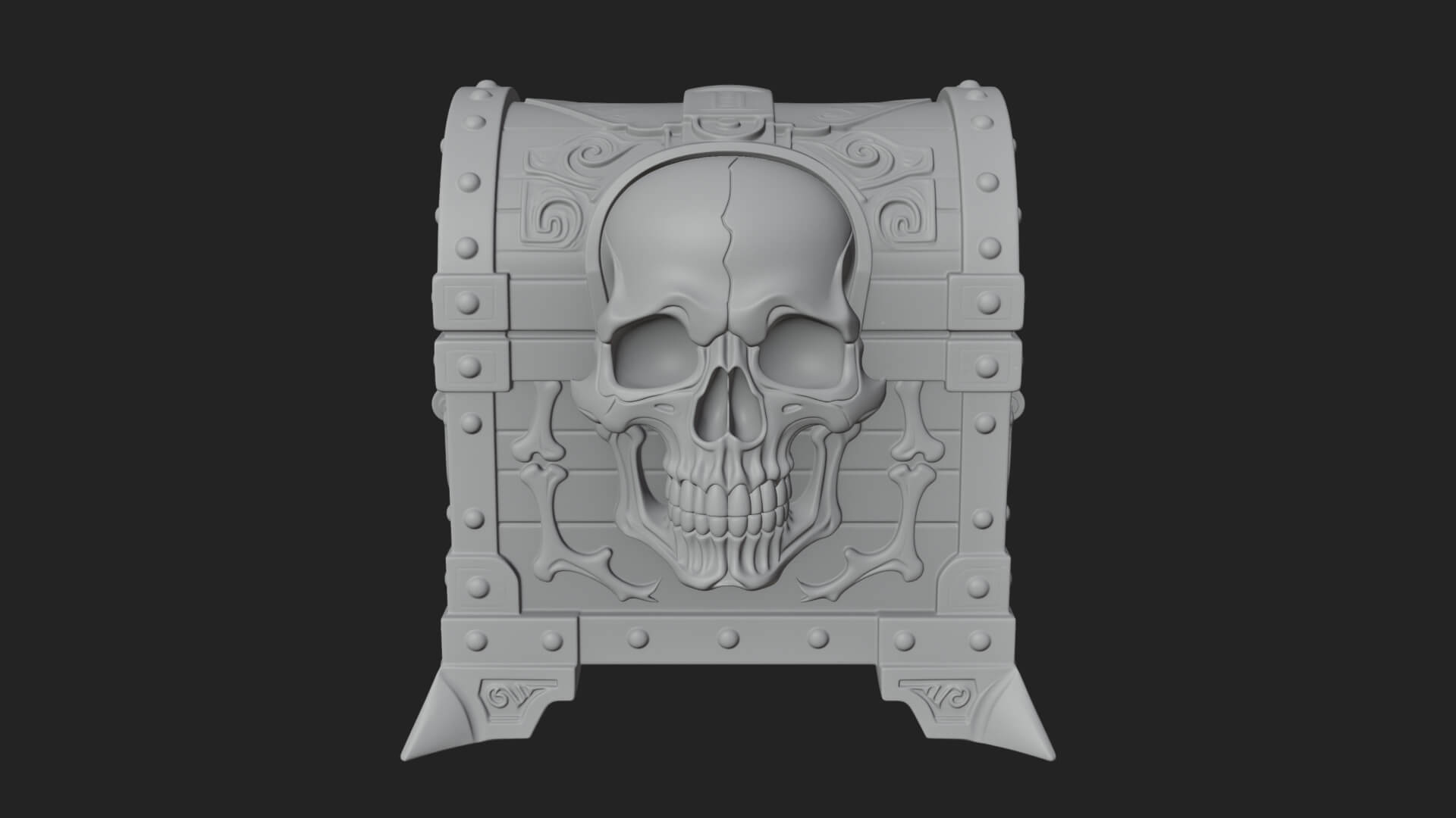 Skull Bone Treasure Chest Model Design 2 3D Print Model 3D Model