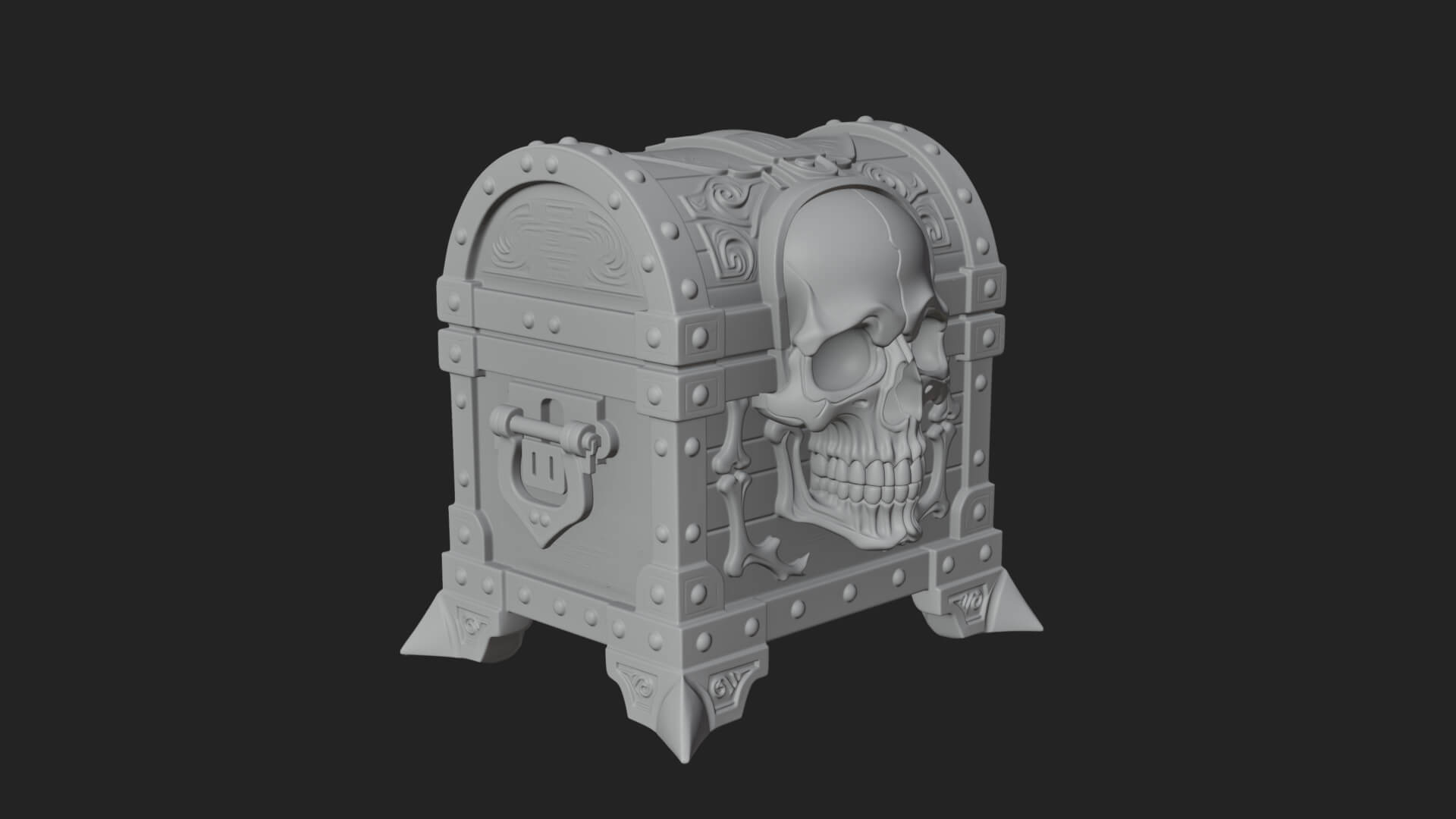 Skull Bone Treasure Chest Model Design 2 3D Print Model 3D Model