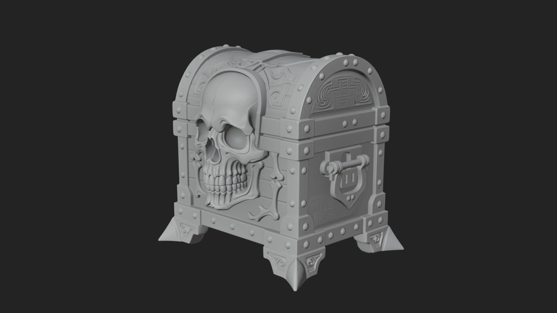 Skull Bone Treasure Chest Model Design 2 3D Print Model 3D Model