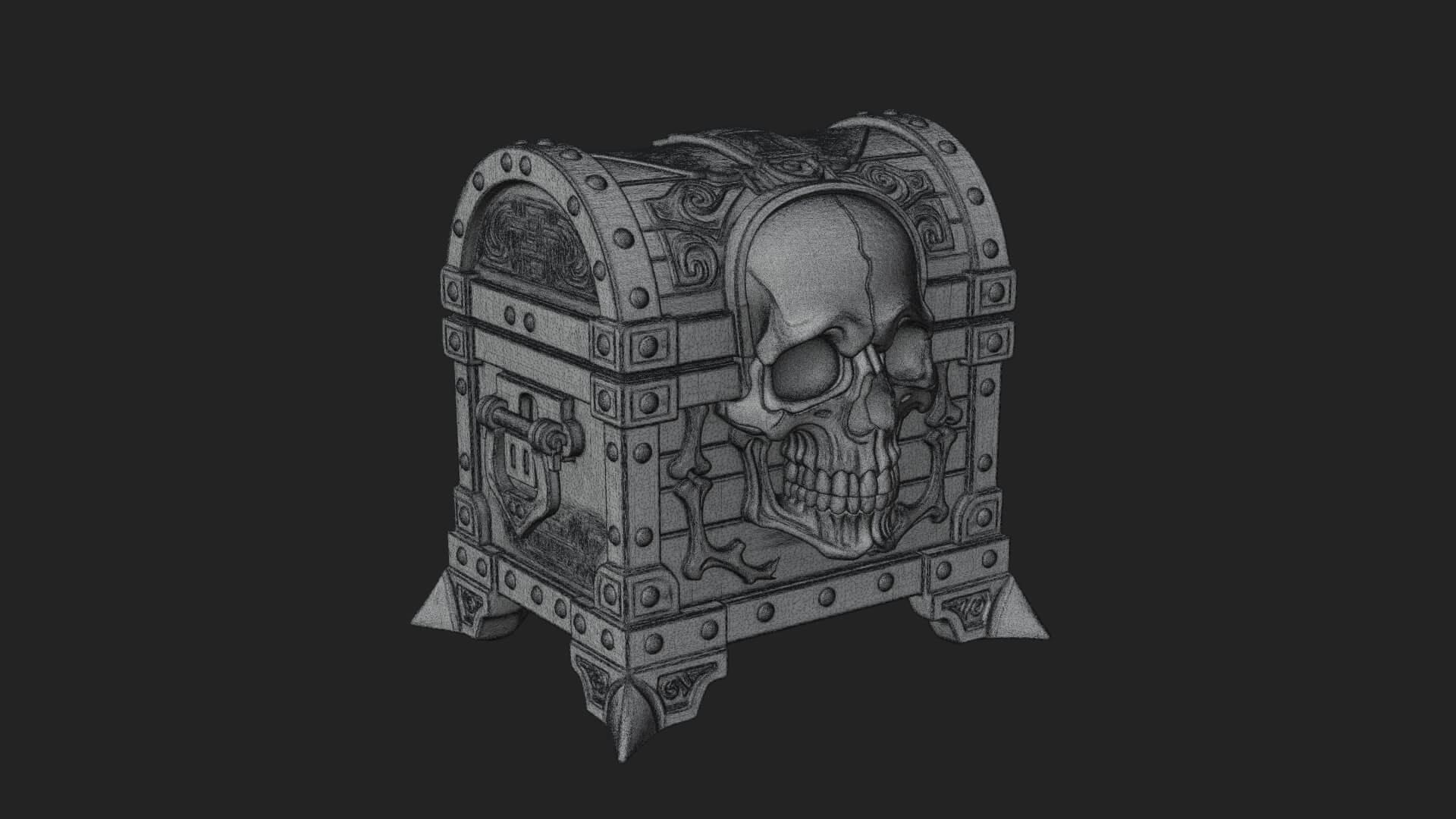 Skull Bone Treasure Chest Model Design 2 3D Print Model 3D Model