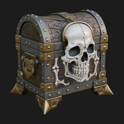 Skull Bone Treasure Chest Model Design 2 3D Print Model